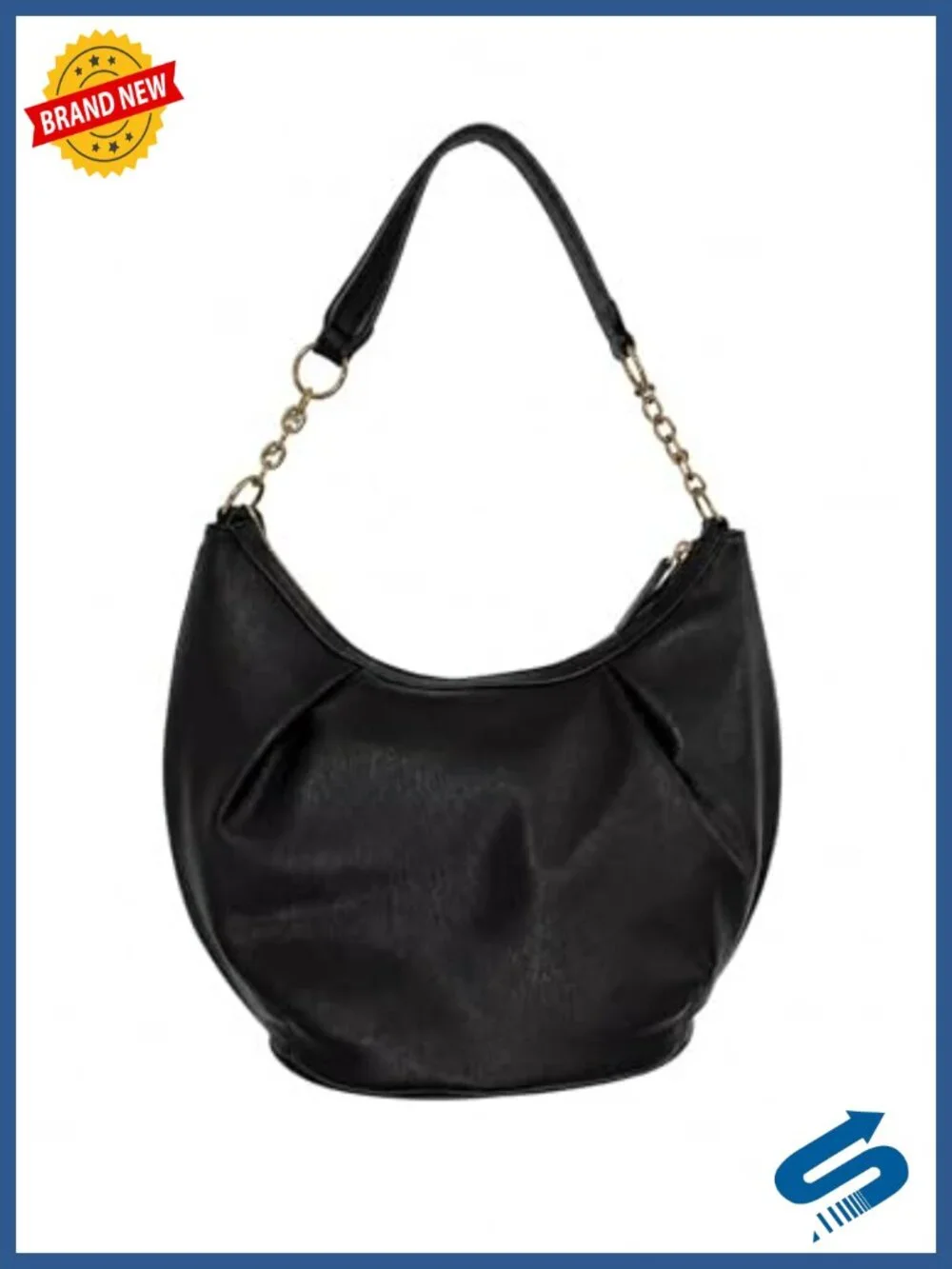 Faux Leather Slouchy Crescent Hobo Bag with Chain Strap
